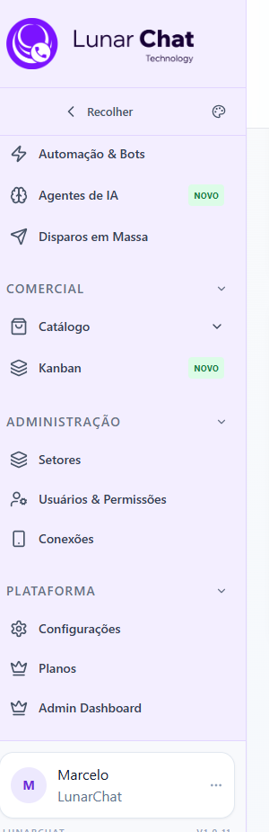 LunarChat - Atendimento via WhatsApp, IA e API